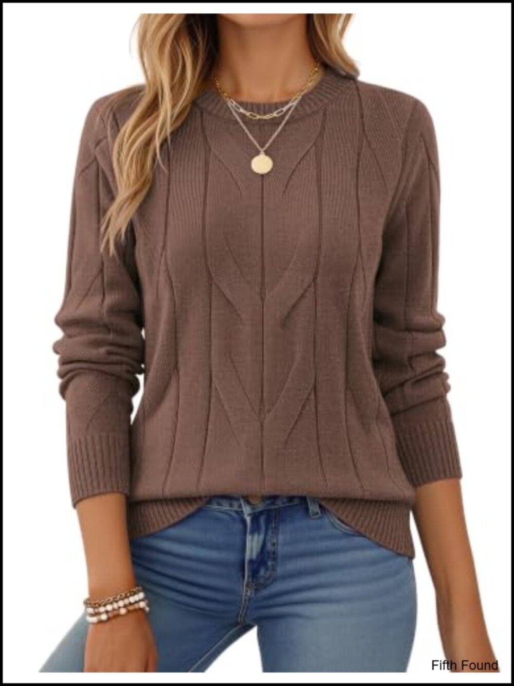 Zeagoo Womens Cable Knit Crewneck Long Sleeve Pullover Sweater